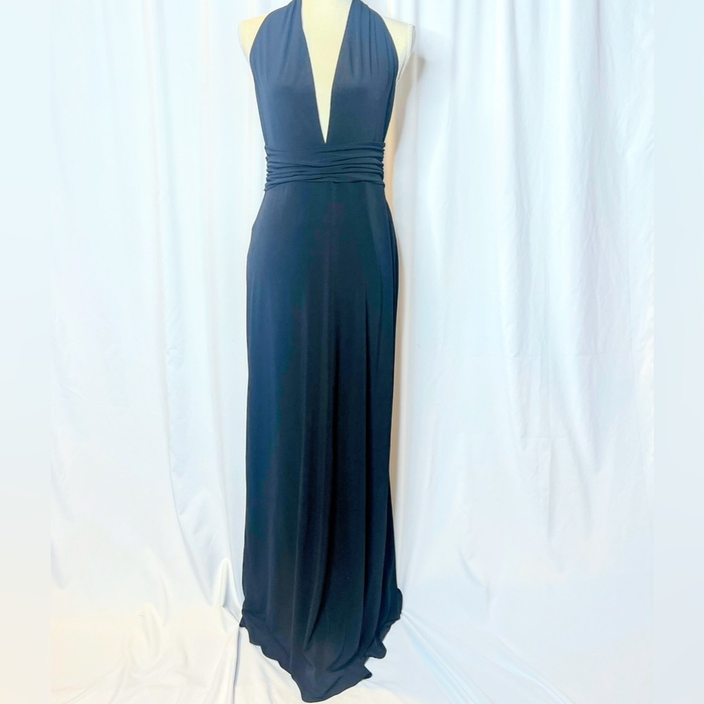 NWT Laundry Shelli Segal Halter Evening Dress Black Size 10